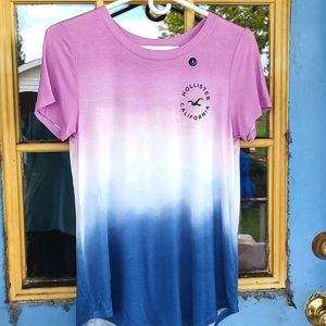 Hollister T-Shirt Womens S Small Purple Dip-Dye Ombré Must-Have Easy Tee New